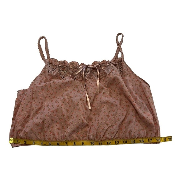 Lucky Brand Lace Detail Spaghetti Strap bow tie Top Shirt XL Cropped Floral Boho - Picture 9 of 15